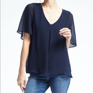 Banana Republic Drapey Pleated Front Blouse